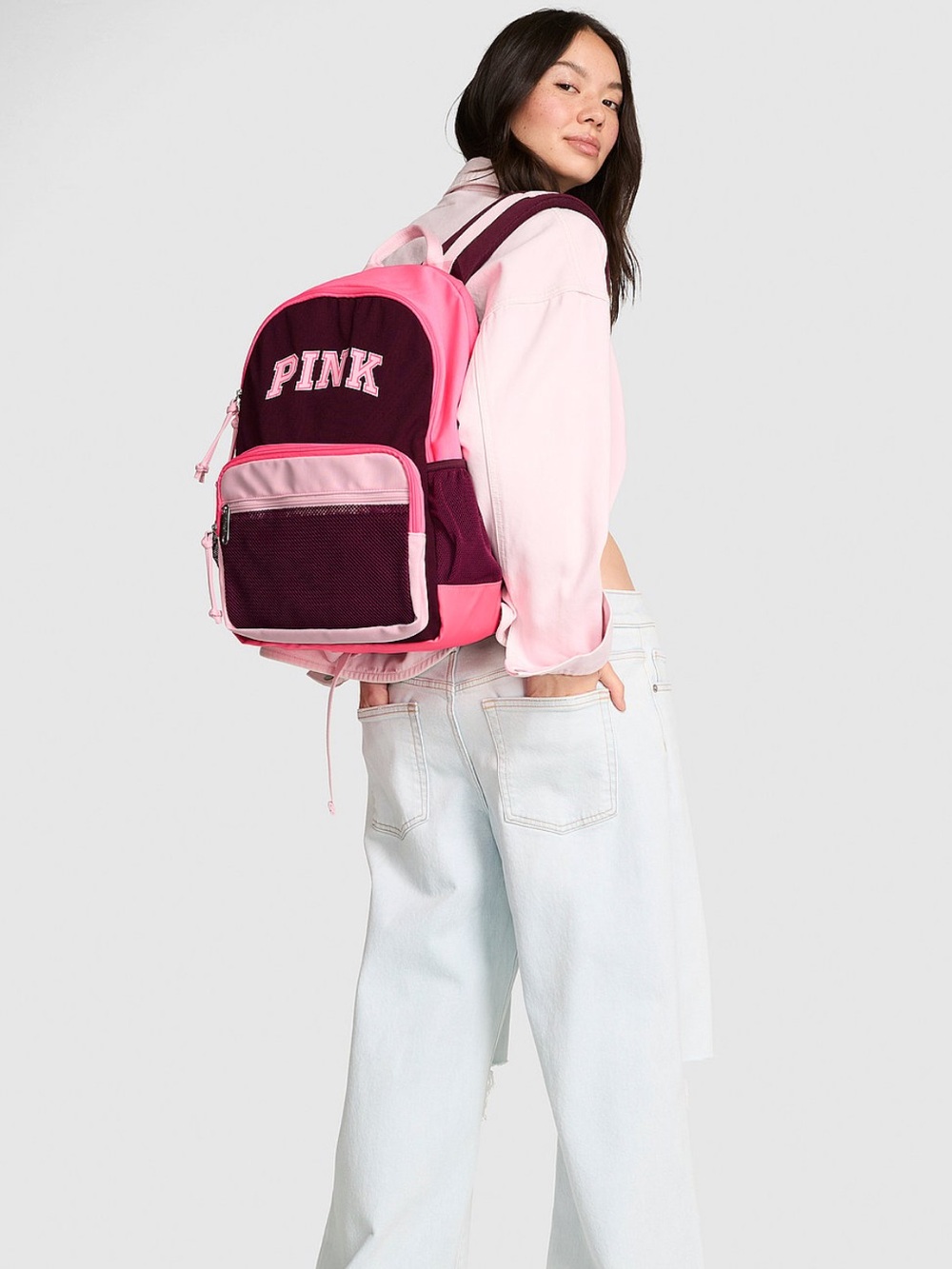 PINK Victoria's Secret Two-Tone Berry and Hot Pink Backpack